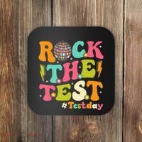 Rock The Test Testing Day Retro Motivational Coaster thumb 0