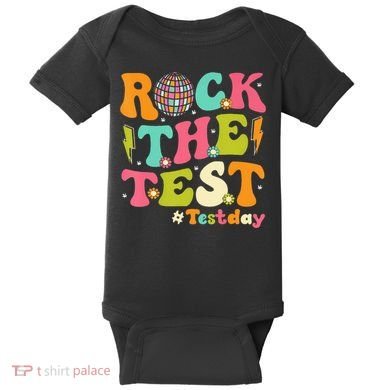 Rock The Test Testing Day Retro Motivational Baby Bodysuit