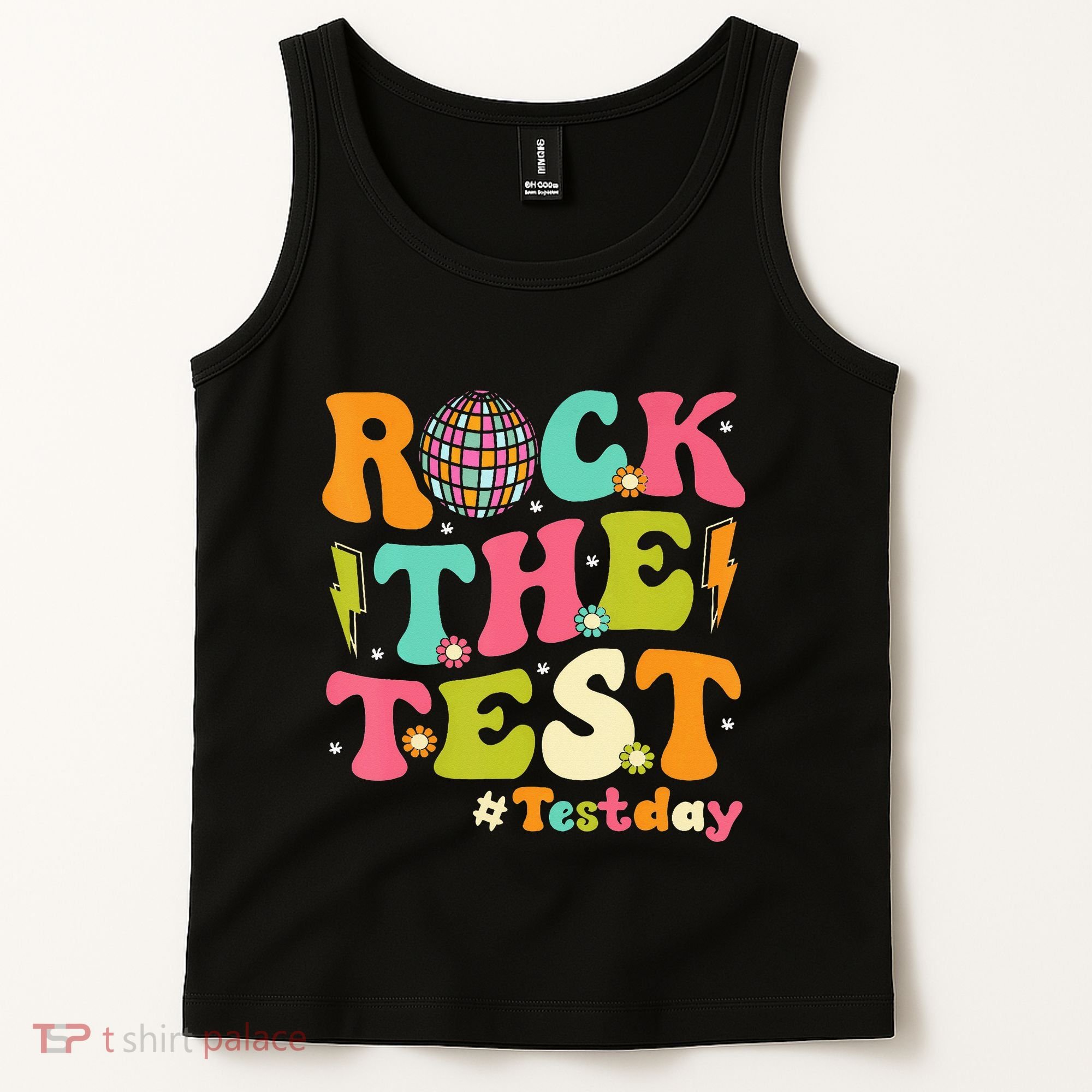 Rock The Test Testing Day Retro Motivational Tank Top