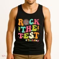 Rock The Test Testing Day Retro Motivational Tank Top thumb 3