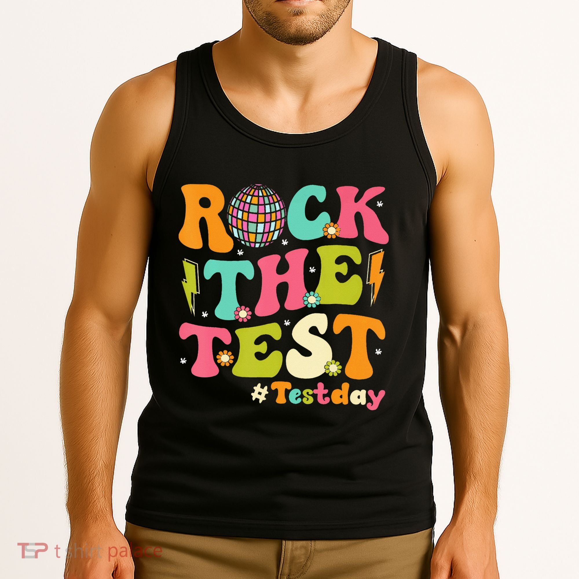 Rock The Test Testing Day Retro Motivational Tank Top