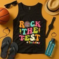 Rock The Test Testing Day Retro Motivational Tank Top thumb 4