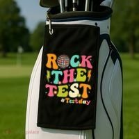 Rock The Test Testing Day Retro Motivational Golf Towel thumb 2