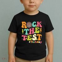 Rock The Test Testing Day Retro Motivational Toddler T-Shirt thumb 2