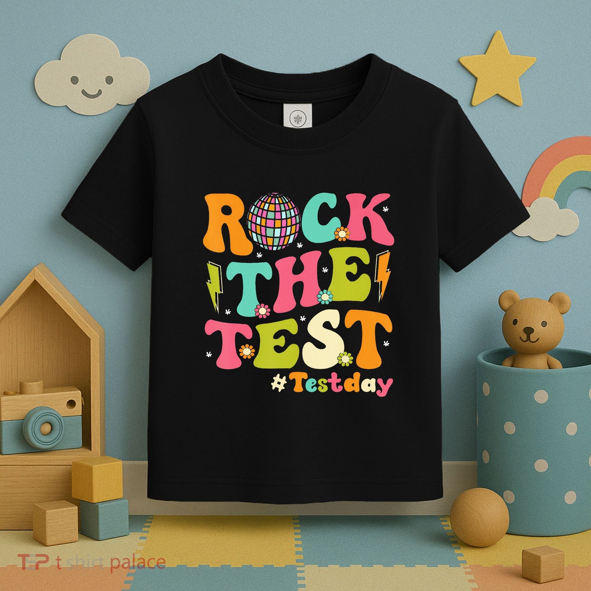 Rock The Test Testing Day Retro Motivational Toddler T-Shirt
