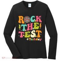 Rock The Test Testing Day Retro Motivational Women's Long Sleeve Shirt thumb 0