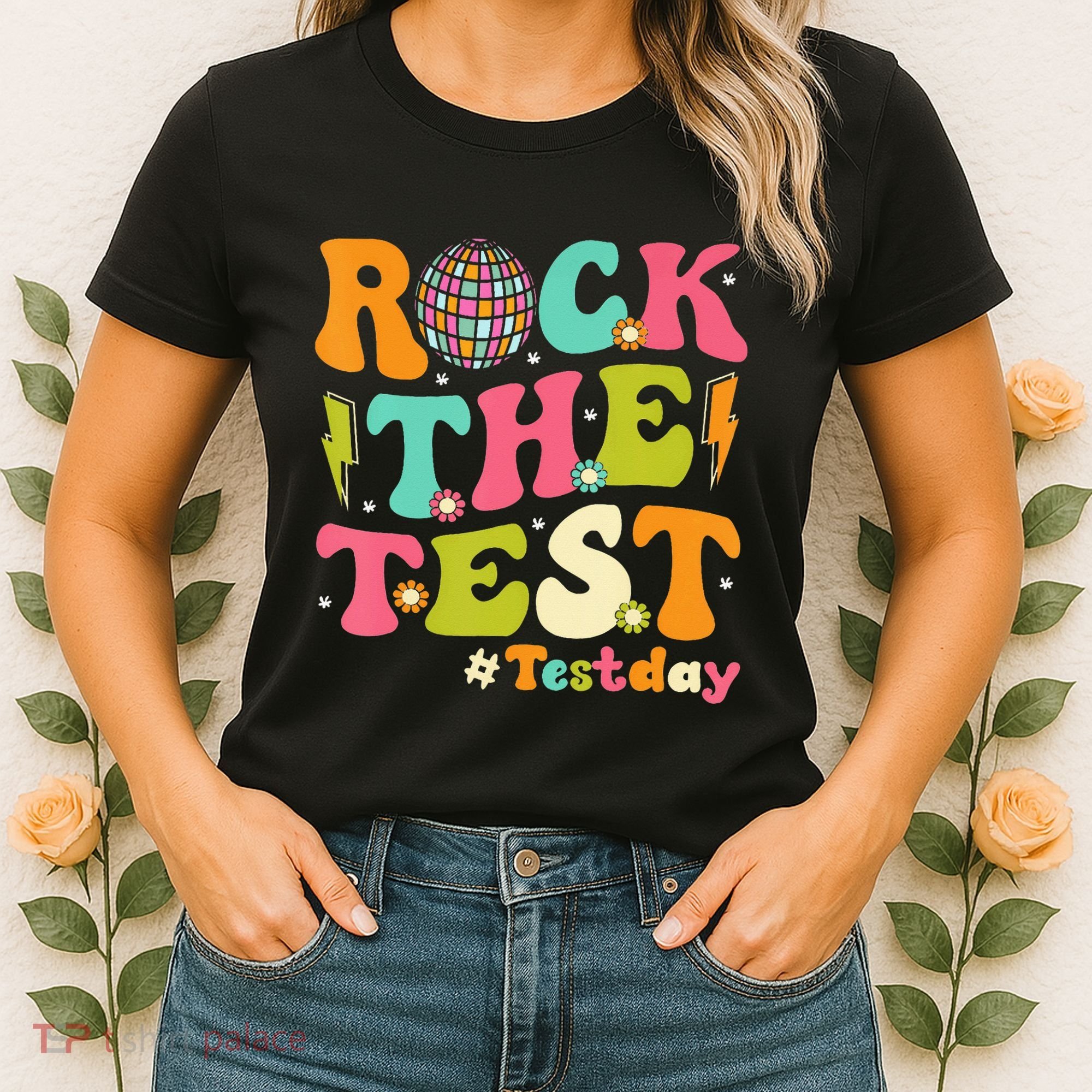 Rock The Test Testing Day Retro Motivational Women's T-Shirt