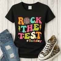 Rock The Test Testing Day Retro Motivational Women's T-Shirt thumb 3