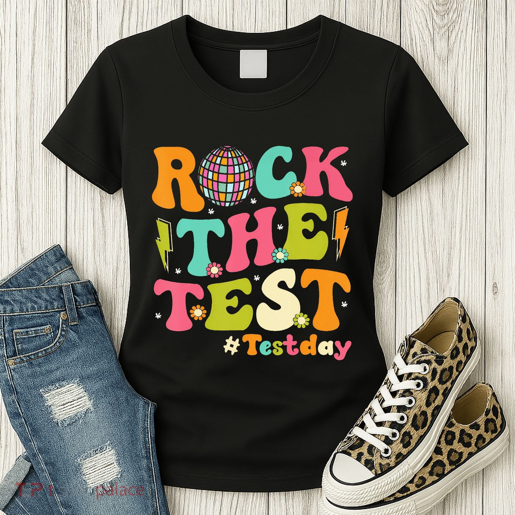 Rock The Test Testing Day Retro Motivational Women's T-Shirt