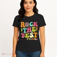 Rock The Test Testing Day Retro Motivational Women's T-Shirt thumb 4