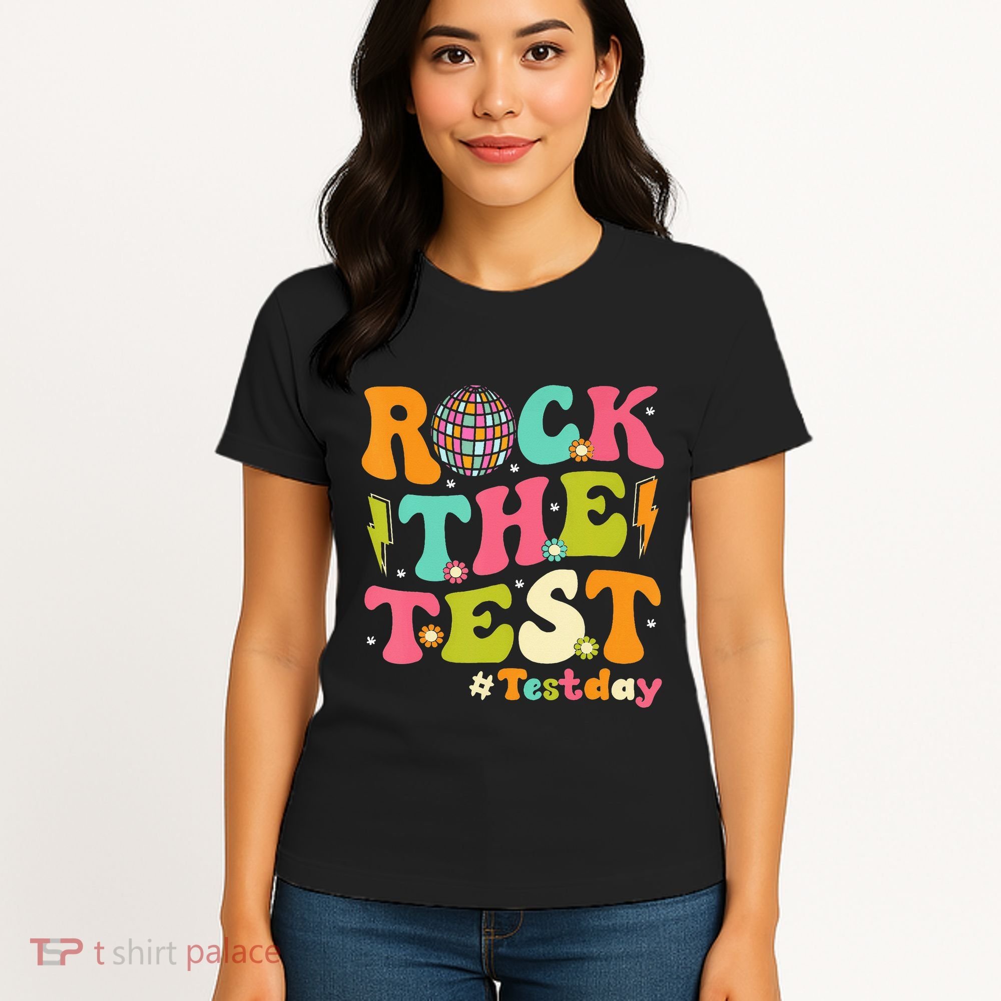 Rock The Test Testing Day Retro Motivational Women's T-Shirt