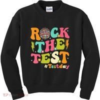 Rock The Test Testing Day Retro Motivational Kids Sweatshirt thumb 0