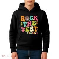 Rock The Test Testing Day Retro Motivational Kids Hoodie thumb 4