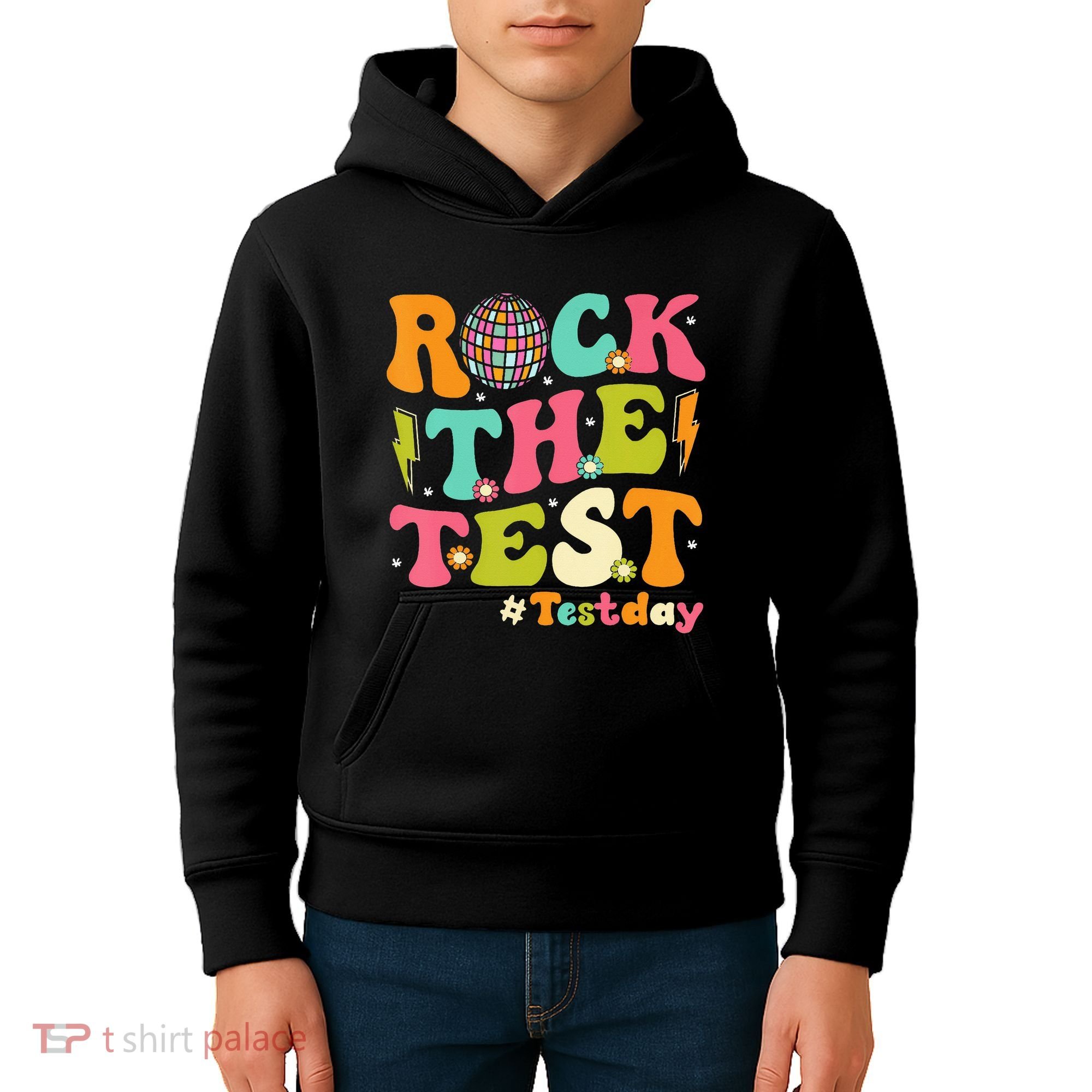 Rock The Test Testing Day Retro Motivational Kids Hoodie