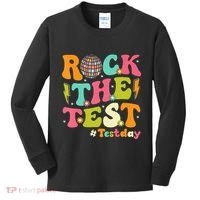 Rock The Test Testing Day Retro Motivational Kids Long Sleeve Shirt thumb 0