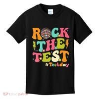 Rock The Test Testing Day Retro Motivational Kids T-Shirt thumb 0