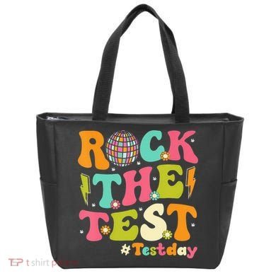Rock The Test Testing Day Retro Motivational Tote Bag