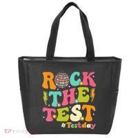 Rock The Test Testing Day Retro Motivational Tote Bag thumb 0