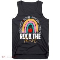 Rock The Test Teach Love Inspire Motivate Connect Tank Top thumb 0