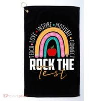 Rock The Test Teach Love Inspire Motivate Connect Golf Towel thumb 0