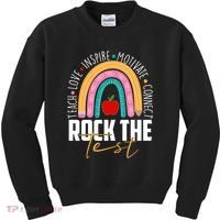 Rock The Test Teach Love Inspire Motivate Connect Kids Sweatshirt thumb 0