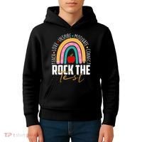 Rock The Test Teach Love Inspire Motivate Connect Kids Hoodie thumb 4