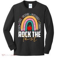 Rock The Test Teach Love Inspire Motivate Connect Kids Long Sleeve Shirt thumb 0