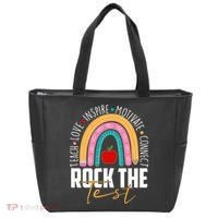Rock The Test Teach Love Inspire Motivate Connect Tote Bag thumb 0