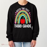 Rock The Test Day 3rd Grade Teacher Third Grade Testing Day Women's Sweatshirt thumb 0