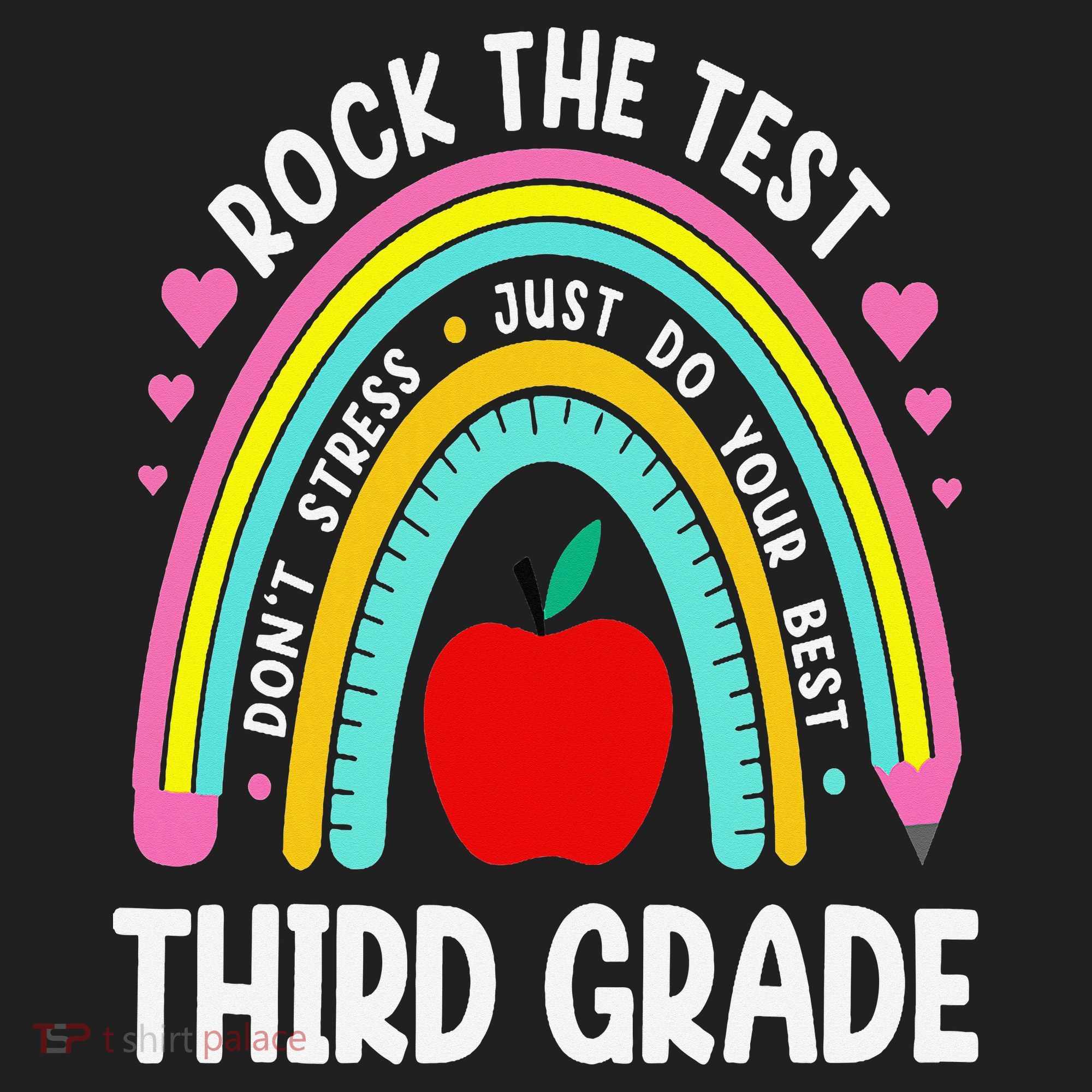 Rock The Test Day 3rd Grade Teacher Third Grade Testing Day Women's Sweatshirt