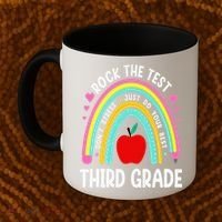 Rock The Test Day 3rd Grade Teacher Third Grade Testing Day Coffee Mug thumb 2