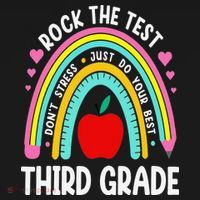 Rock The Test Day 3rd Grade Teacher Third Grade Testing Day Pajama Set thumb 2