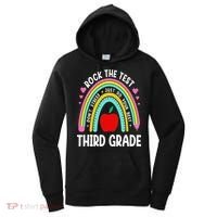 Rock The Test Day 3rd Grade Teacher Third Grade Testing Day Women's Hoodie thumb 0