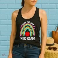 Rock The Test Day 3rd Grade Teacher Third Grade Testing Day Women's Tank Top thumb 2
