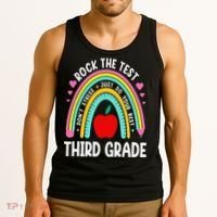 Rock The Test Day 3rd Grade Teacher Third Grade Testing Day Tank Top thumb 3
