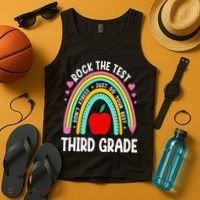 Rock The Test Day 3rd Grade Teacher Third Grade Testing Day Tank Top thumb 4