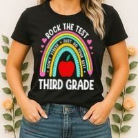 Rock The Test Day 3rd Grade Teacher Third Grade Testing Day Women's T-Shirt thumb 2