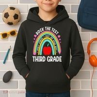 Rock The Test Day 3rd Grade Teacher Third Grade Testing Day Kids Hoodie thumb 2