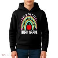 Rock The Test Day 3rd Grade Teacher Third Grade Testing Day Kids Hoodie thumb 4