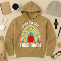 Rock The Test Day 3rd Grade Teacher Third Grade Testing Day Hoodie thumb 3