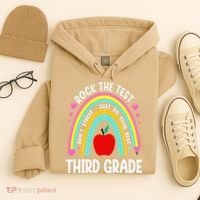 Rock The Test Day 3rd Grade Teacher Third Grade Testing Day Hoodie thumb 4