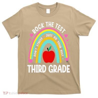 Rock The Test Day 3rd Grade Teacher Third Grade Testing Day T-Shirt