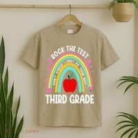 Rock The Test Day 3rd Grade Teacher Third Grade Testing Day T-Shirt thumb 2