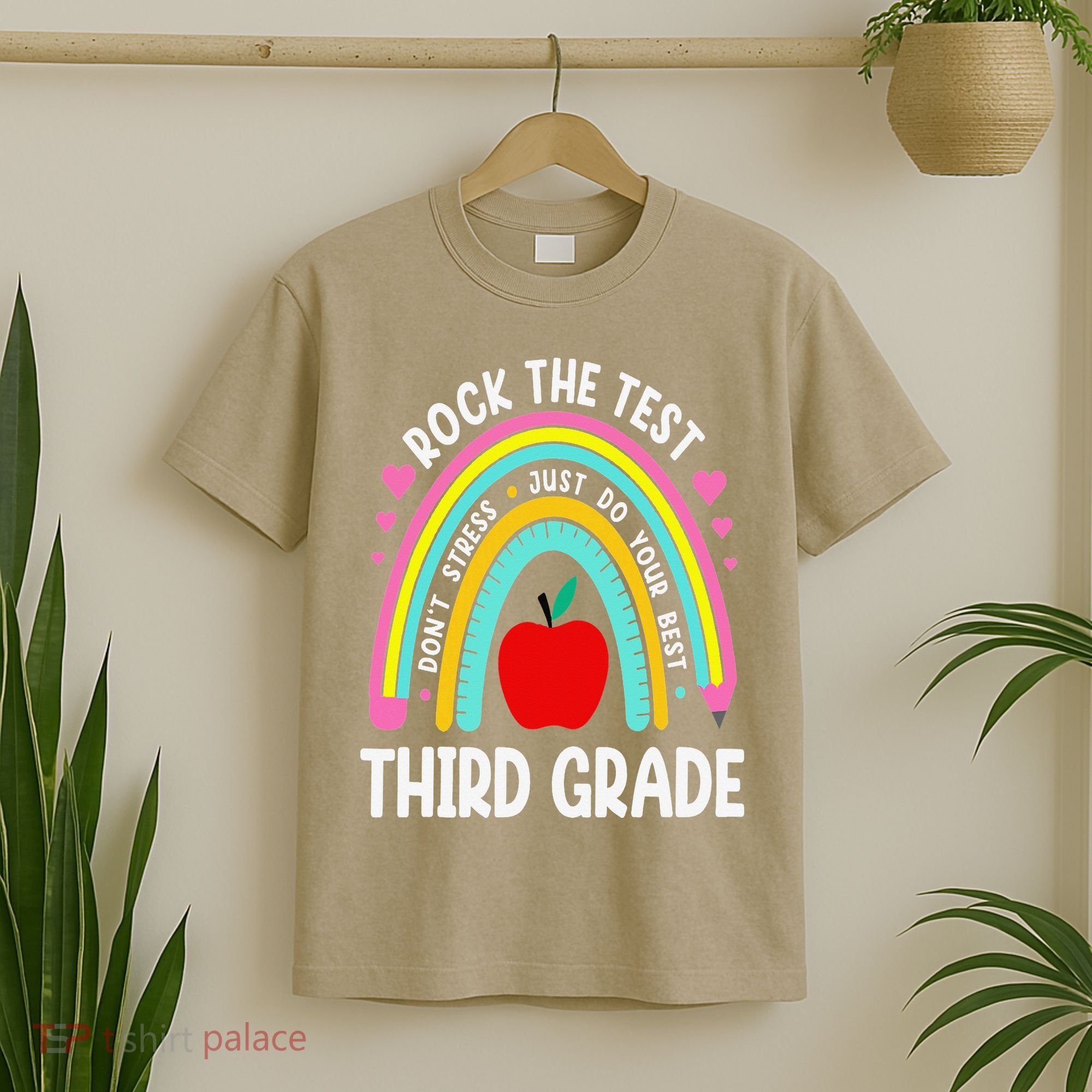 Rock The Test Day 3rd Grade Teacher Third Grade Testing Day T-Shirt