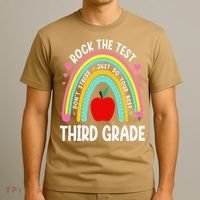 Rock The Test Day 3rd Grade Teacher Third Grade Testing Day T-Shirt thumb 3