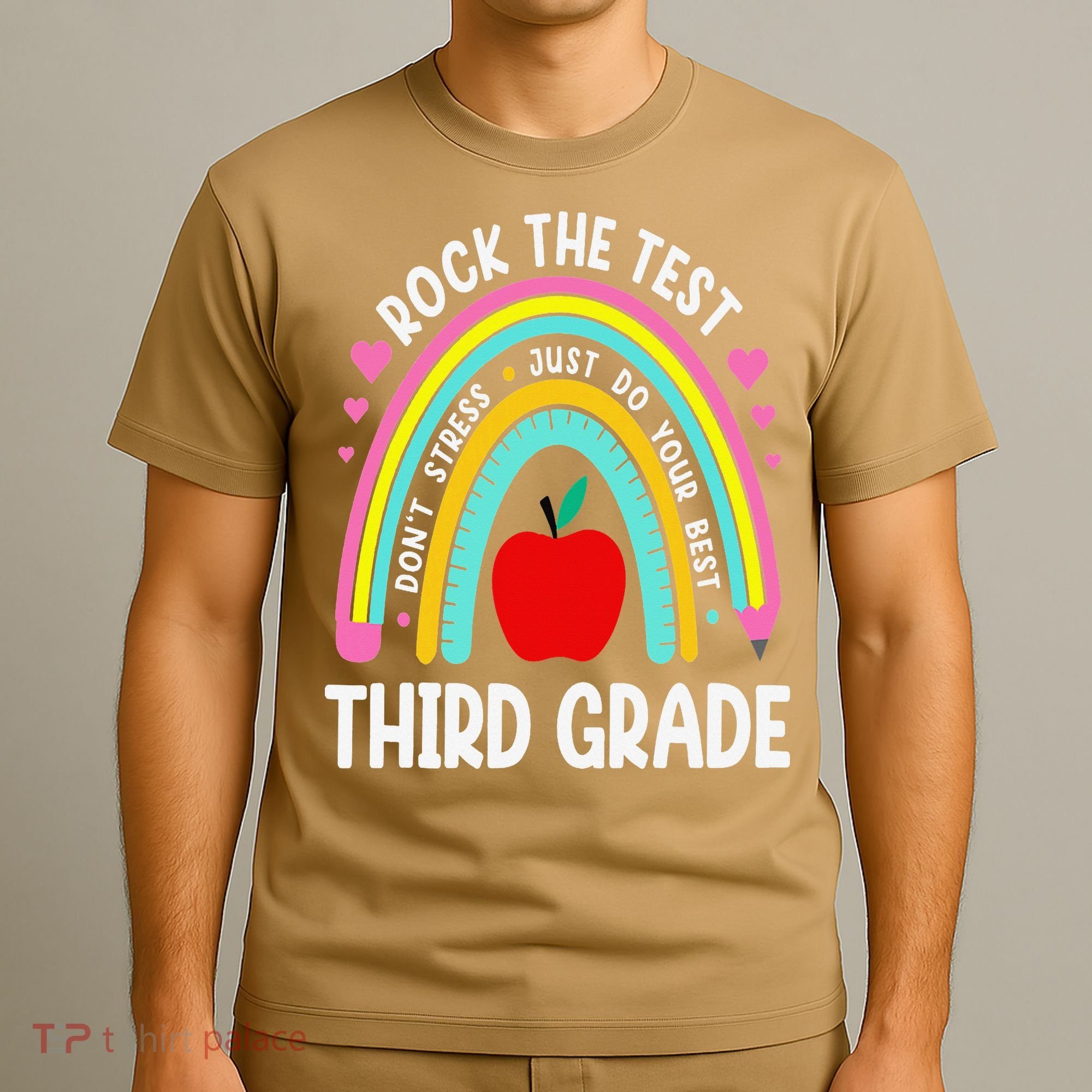 Rock The Test Day 3rd Grade Teacher Third Grade Testing Day T-Shirt