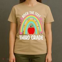 Rock The Test Day 3rd Grade Teacher Third Grade Testing Day T-Shirt thumb 4
