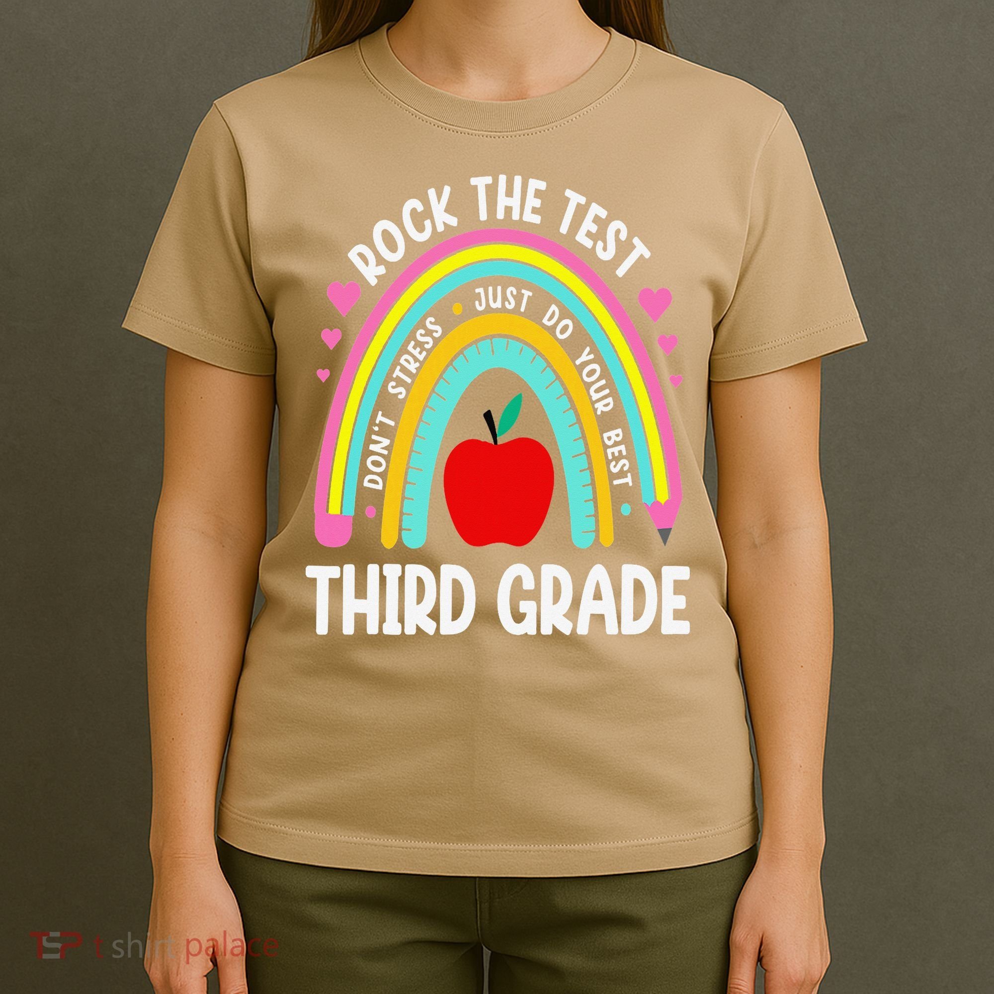 Rock The Test Day 3rd Grade Teacher Third Grade Testing Day T-Shirt
