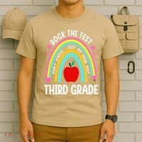 Rock The Test Day 3rd Grade Teacher Third Grade Testing Day T-Shirt thumb 6