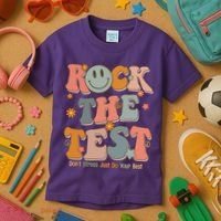 Rock The Test Dont Stress Just Do Your Best Kids T-Shirt thumb 3